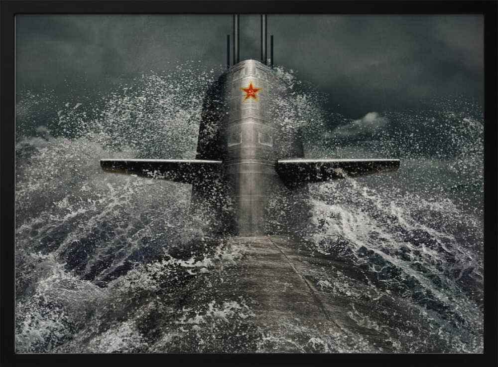 Soviet Submarine Surfacing Art Print UK — Dark Moody Dark Wall Art — Living Room — Wall It All Prints