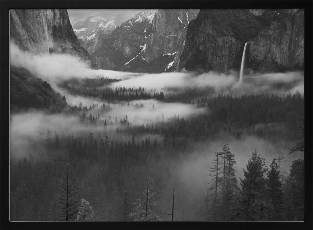 Misty Valley Waterfall Art Print UK — Dark Moody Calm Wall Art — Living Room — Wall It All Prints