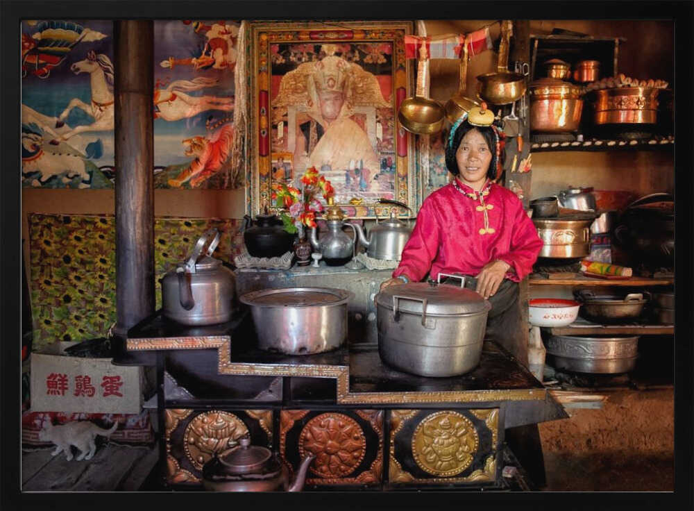 Woman in Traditional Kitchen Art Print UK — Japanese Warm Wall Art — Kitchen — Wall It All Prints