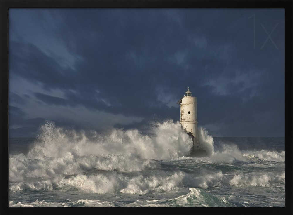 Stormy Sea Lighthouse Art Print UK — Dark Moody Dark Wall Art — Living Room — Wall It All Prints