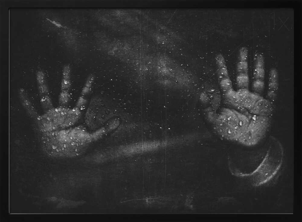 Isolated Wet Hands Art Print UK — Dark Moody Dark Wall Art — Bathroom — Wall It All Prints