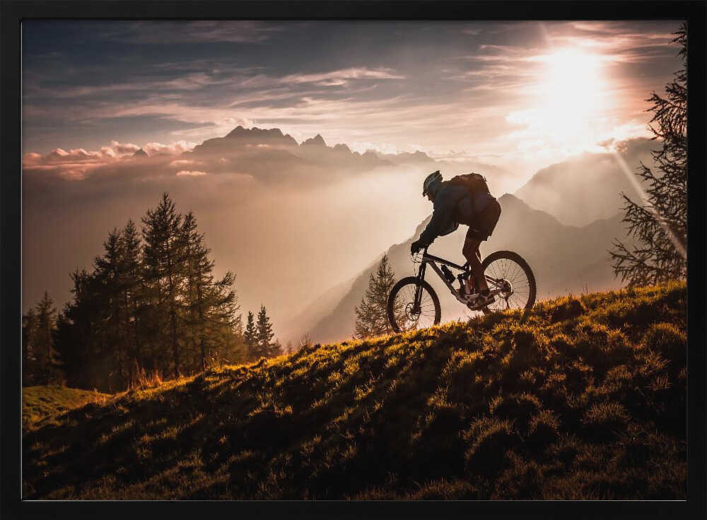 Mountain Biking Golden Hour Art Print UK — Landscape Warm Wall Art — Living Room — Wall It All Prints