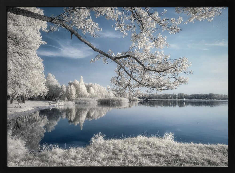 Ethereal Winter Lake Reflection Art Print UK — Landscape Vibrant Wall Art — Bedroom — Wall It All Prints