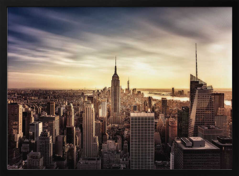Golden New York Skyline Art Print UK — Dark Moody Warm Wall Art — Living Room — Wall It All Prints