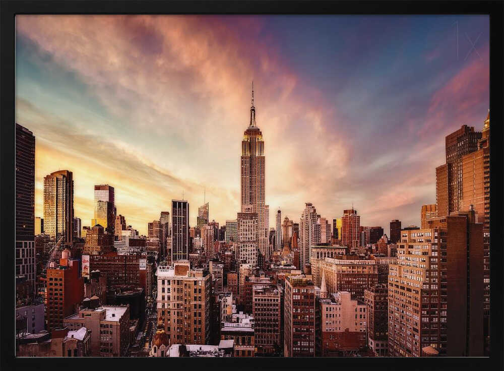 Empire State Sunset Art Print UK — Dark Moody Vibrant Wall Art — Living Room — Wall It All Prints