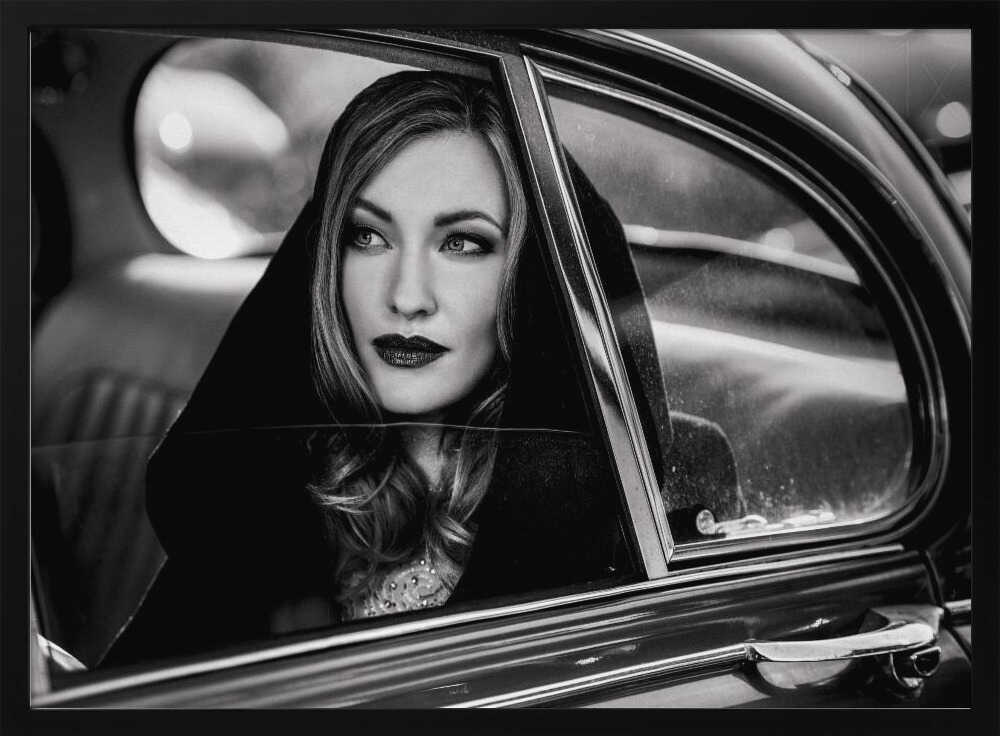 Elegant Woman In Car Art Print UK — Dark Moody Dark Wall Art — Living Room — Wall It All Prints