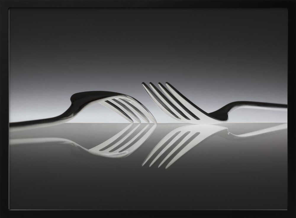 Elegant Forks Reflection Art Print UK — Abstract Dark Wall Art — Kitchen — Wall It All Prints