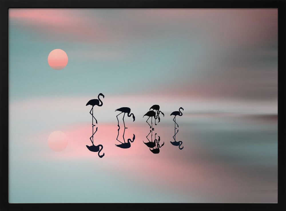 Dreamy Flamingo Sunset Art Print UK — Abstract Calm Wall Art — Bedroom — Wall It All Prints
