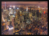 New York Night Skyline Art Print UK — Dark Moody Vibrant Wall Art — Living Room — Wall It All Prints