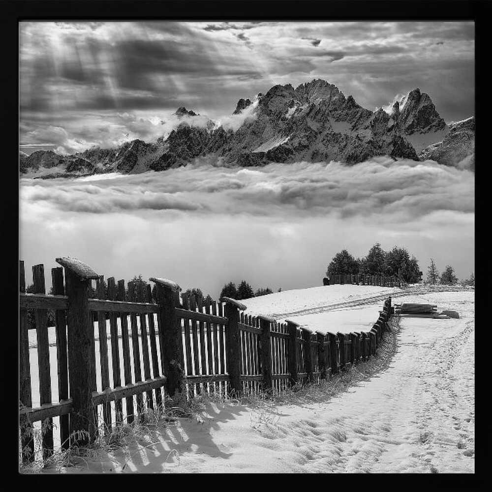 Winter Mountain Path Art Print UK — Dark Moody Calm Wall Art — Living Room — Wall It All Prints