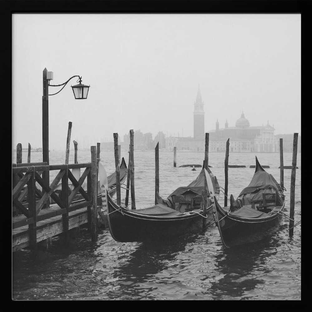 Misty Venice Gondolas Art Print UK — Dark Moody Calm Wall Art — Bedroom — Wall It All Prints