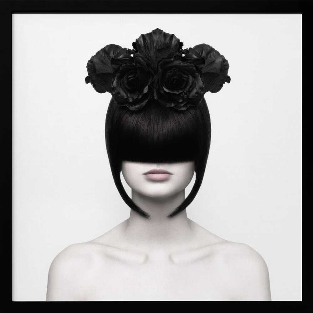 Black Flowers Elegance Art Print UK — Botanical Dark Wall Art — Office — Wall It All Prints