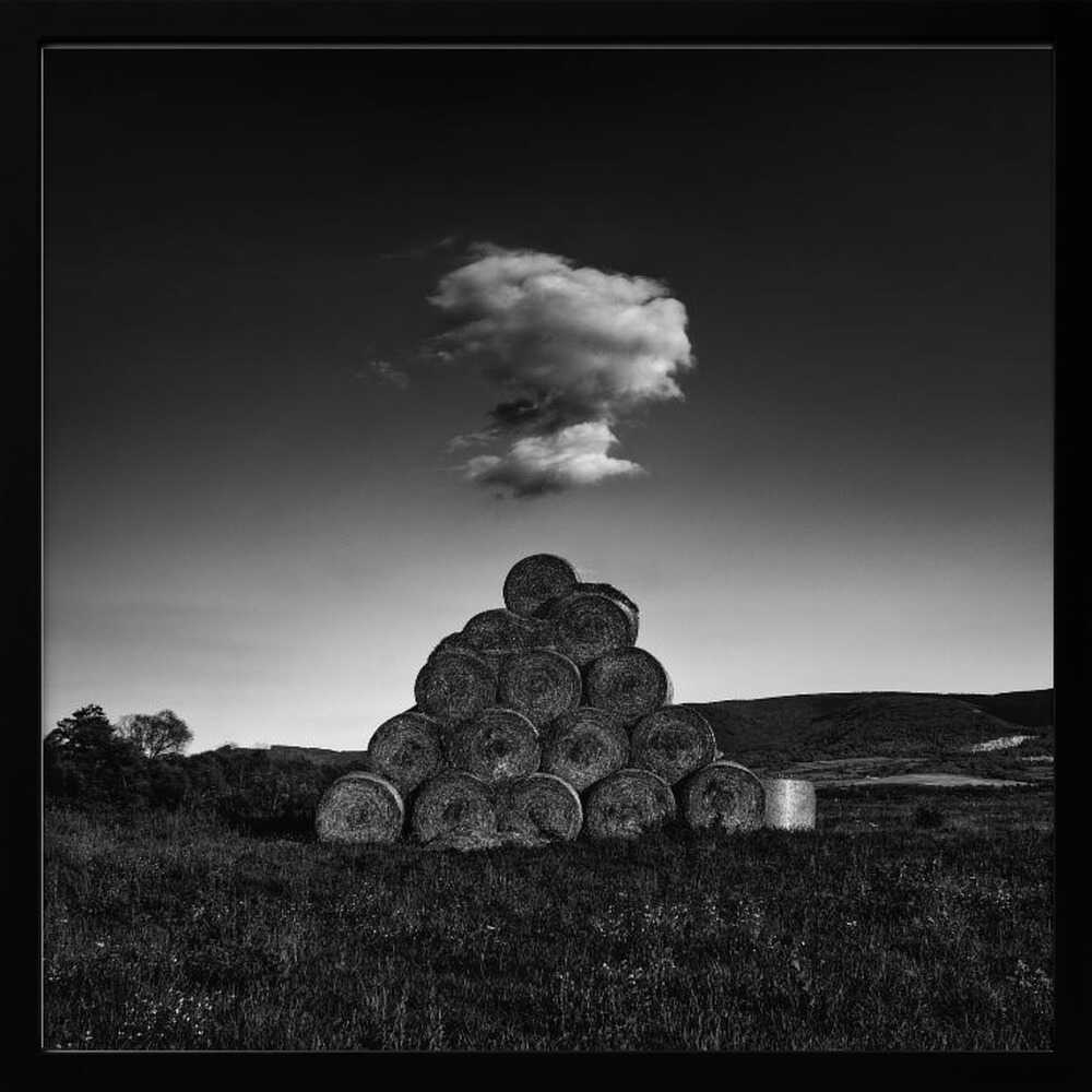 Monochrome Hay Pyramid Art Print UK — Dark Moody Dark Wall Art — Living Room — Wall It All Prints