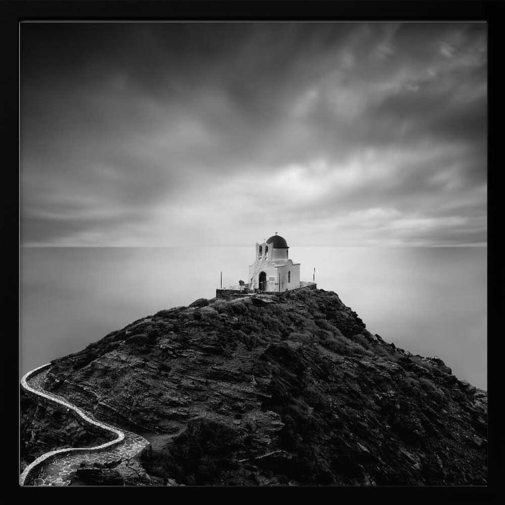 White Church on Cliff Art Print UK — Dark Moody Calm Wall Art — Living Room — Wall It All Prints