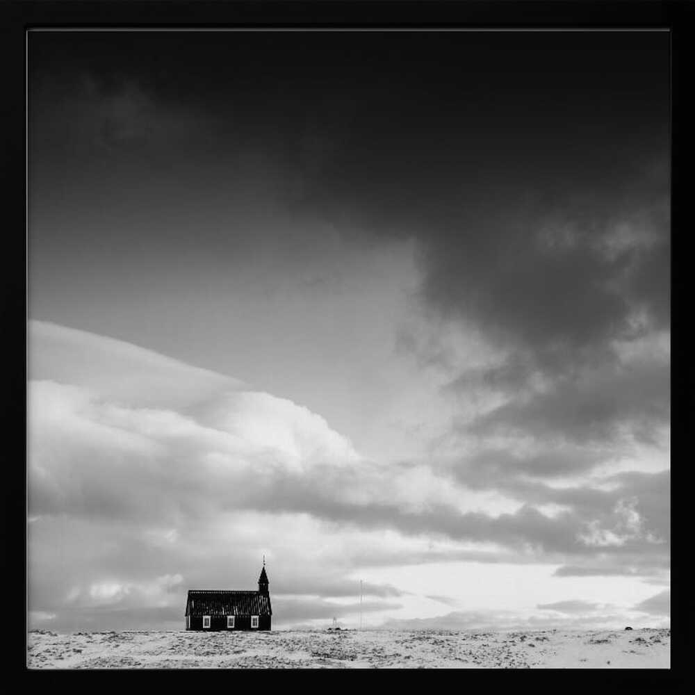 Black Church Under Dark Sky Art Print UK — Abstract Calm Wall Art — Office — Wall It All Prints