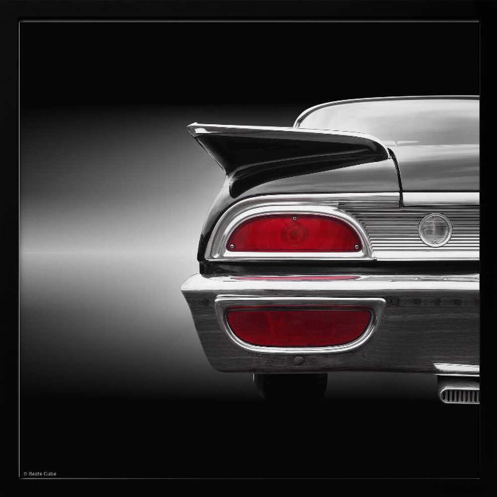 Classic Car Tailfin Art Print UK — Vintage Dark Wall Art — Living Room — Wall It All Prints
