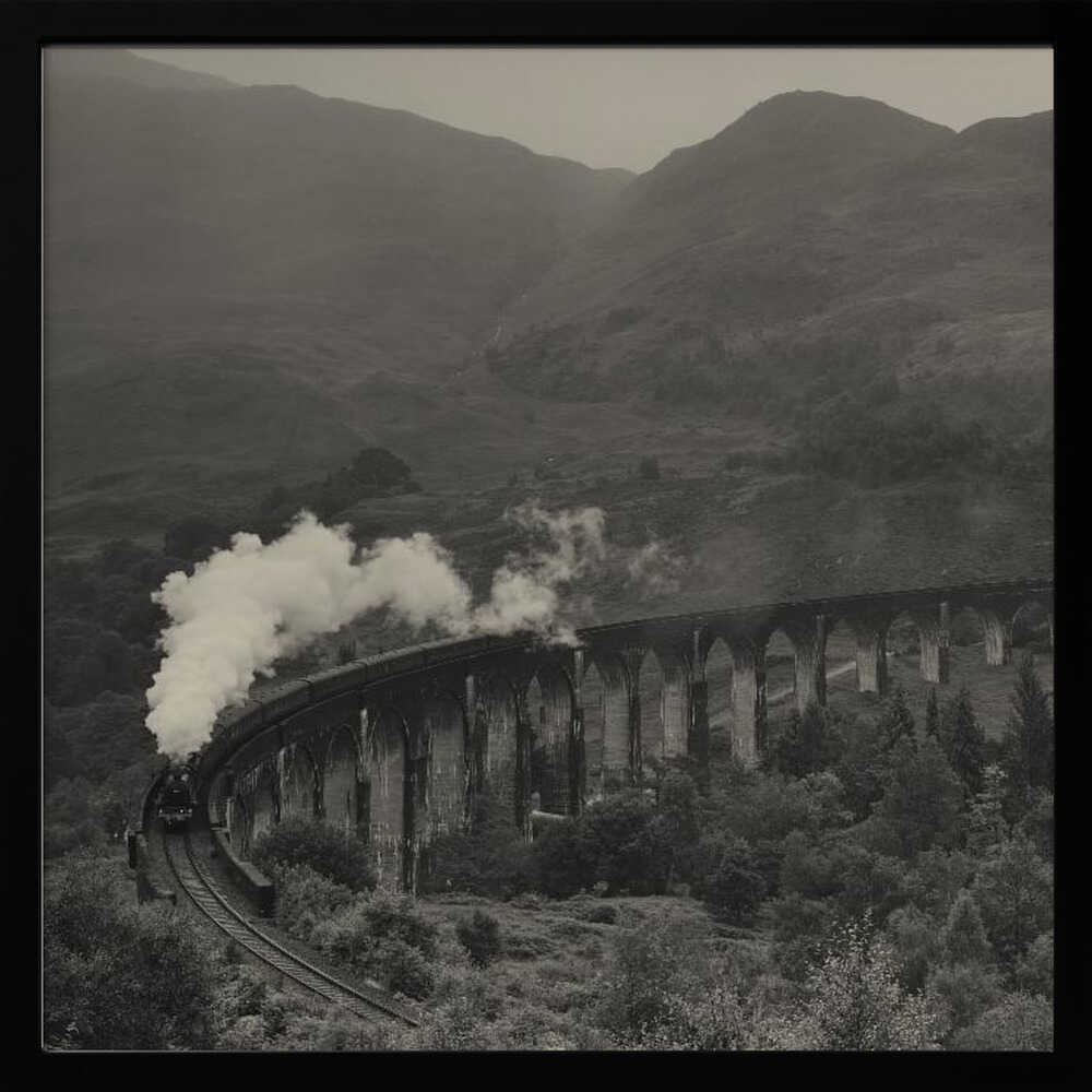 Steam Train Viaduct Art Print UK — Dark Moody Vibrant Wall Art — Living Room — Wall It All Prints