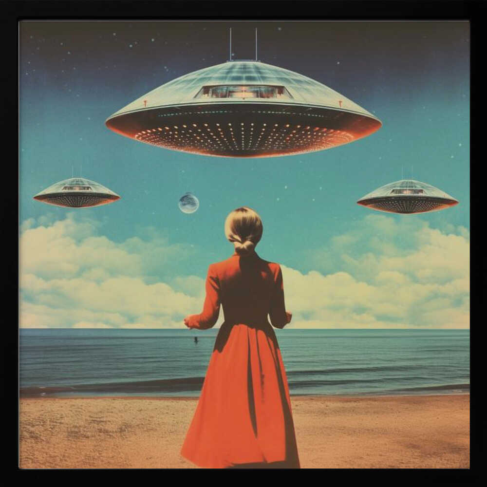 Mysterious Beach UFOs Art Print UK — Portrait Minimal Wall Art — Bathroom — Wall It All Prints