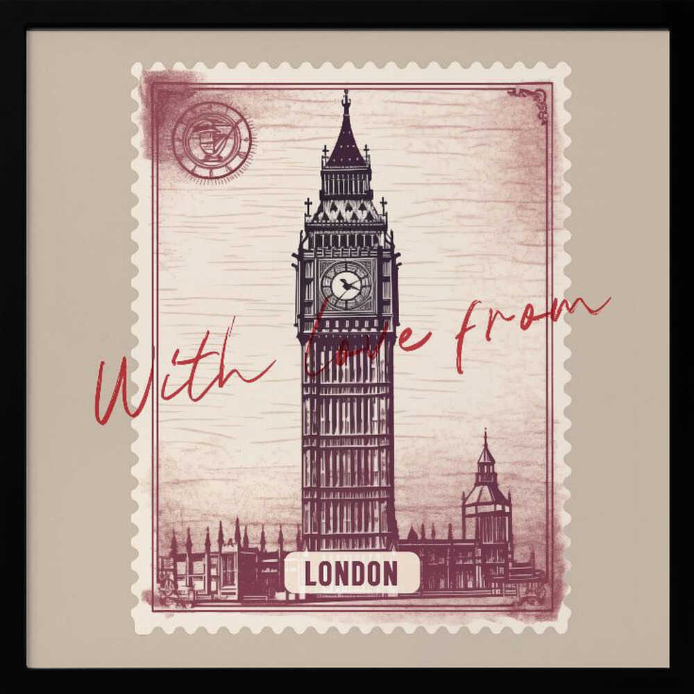 London Big Ben Stamp Art Print UK — Vintage Vibrant Wall Art — Living Room — Wall It All Prints