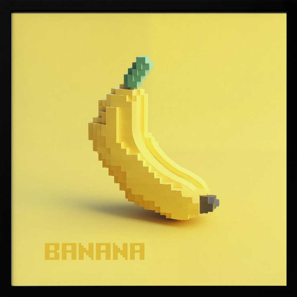Pixelated Yellow Banana Art Print UK — Abstract Vibrant Wall Art — Kitchen — Wall It All Prints