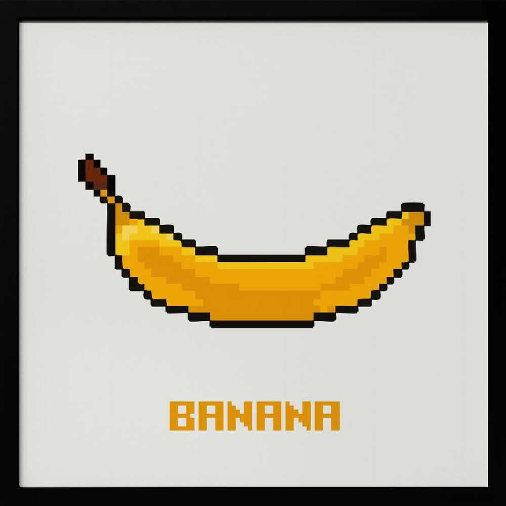 Pixel Art Banana Art Print UK — Vintage Vibrant Wall Art — Kitchen — Wall It All Prints