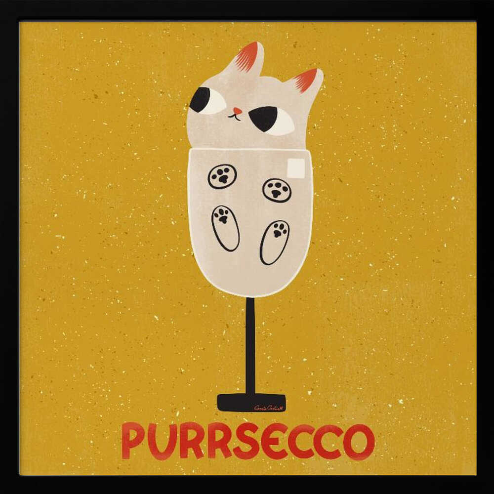 Purrsecco Art Print UK — Animal Vibrant Wall Art — Kitchen — Wall It All Prints