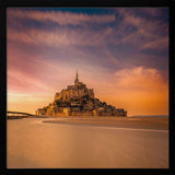 Mont Saint-Michel Sunset Glow Art Print UK — Dark Moody Warm Wall Art — Living Room — Wall It All Prints