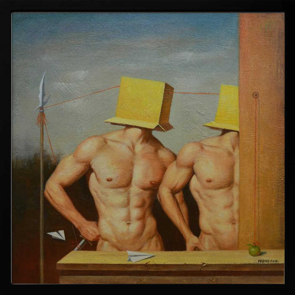 Enigmatic Figures Yellow Boxes Art Print UK — Portrait Vibrant Wall Art — Living Room — Wall It All Prints