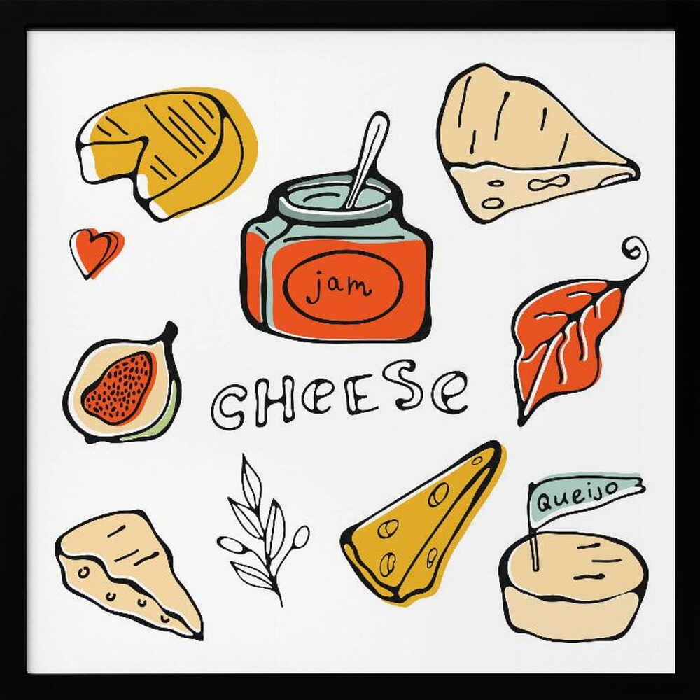 Delicious Cheese and Jam Art Print UK — Abstract Vibrant Wall Art — Kitchen — Wall It All Prints