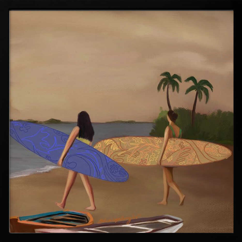 Tropical Surf Sunset Art Print UK — Landscape Warm Wall Art — Living Room — Wall It All Prints