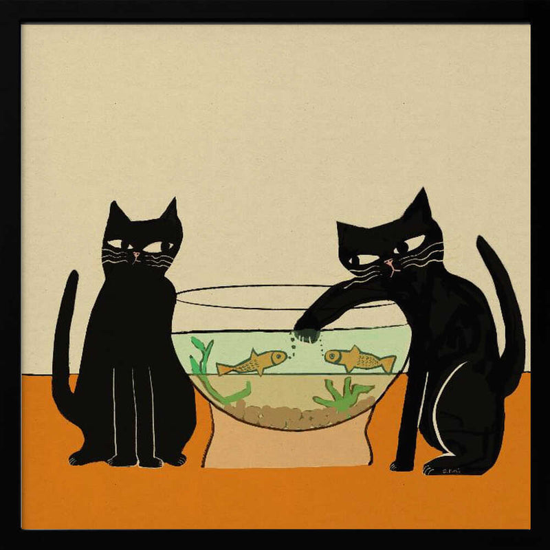 Mischievous Cat And Fish