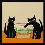 Mischievous Cat And Fish Art Print UK — Botanical Dark Wall Art — Living Room — Wall It All Prints