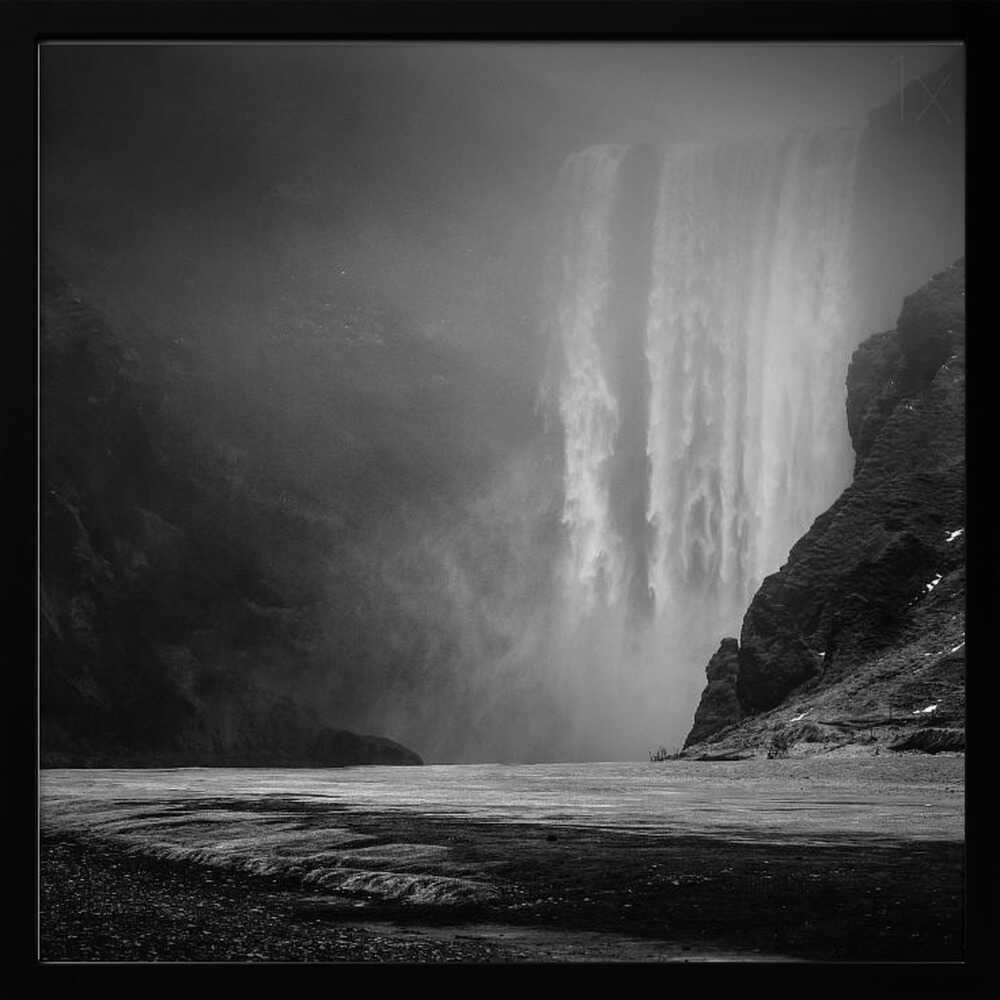 Misty Waterfall Flow Art Print UK — Dark Moody Calm Wall Art — Living Room — Wall It All Prints