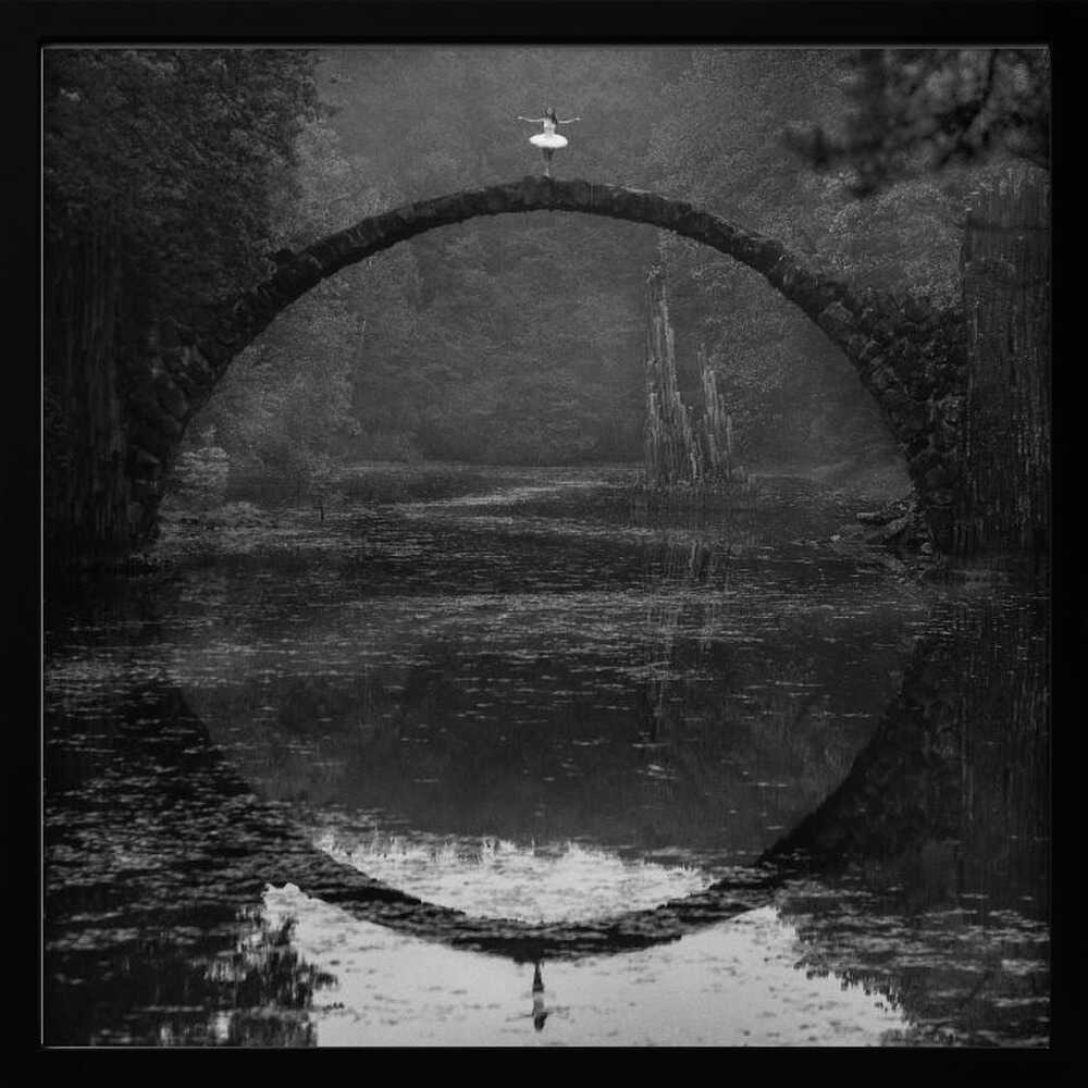 Graceful Ballerina Bridge Reflection Art Print UK — Dark Moody Dark Wall Art — Living Room — Wall It All Prints