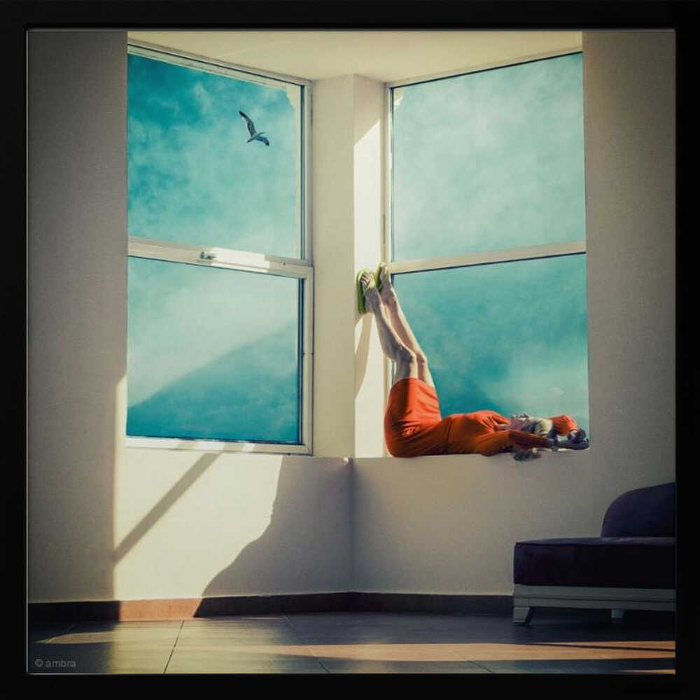Legs Up Window View Art Print UK — Dark Moody Vibrant Wall Art — Bedroom — Wall It All Prints