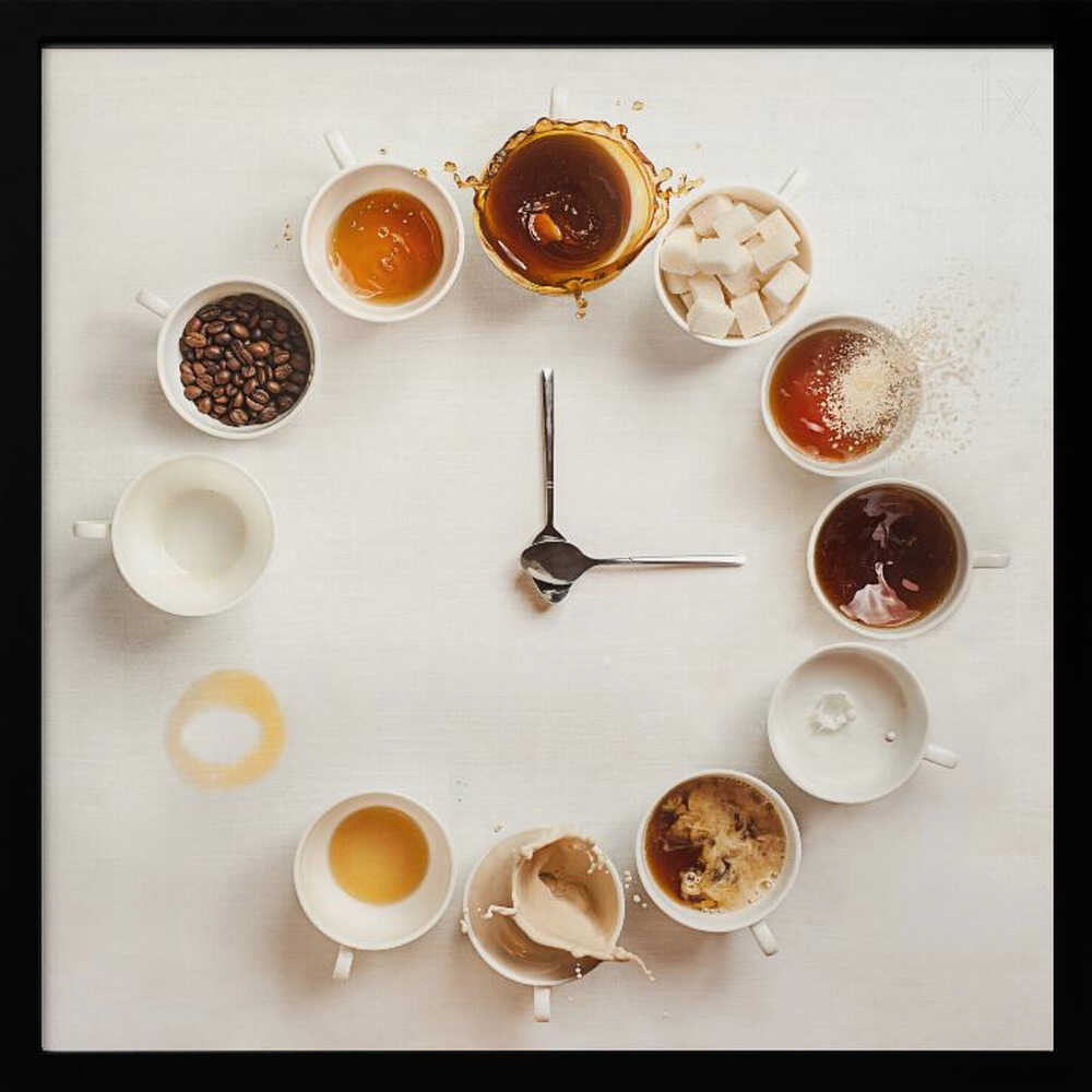 Coffee Clock Time Art Print UK — Abstract Minimal Wall Art — Kitchen — Wall It All Prints