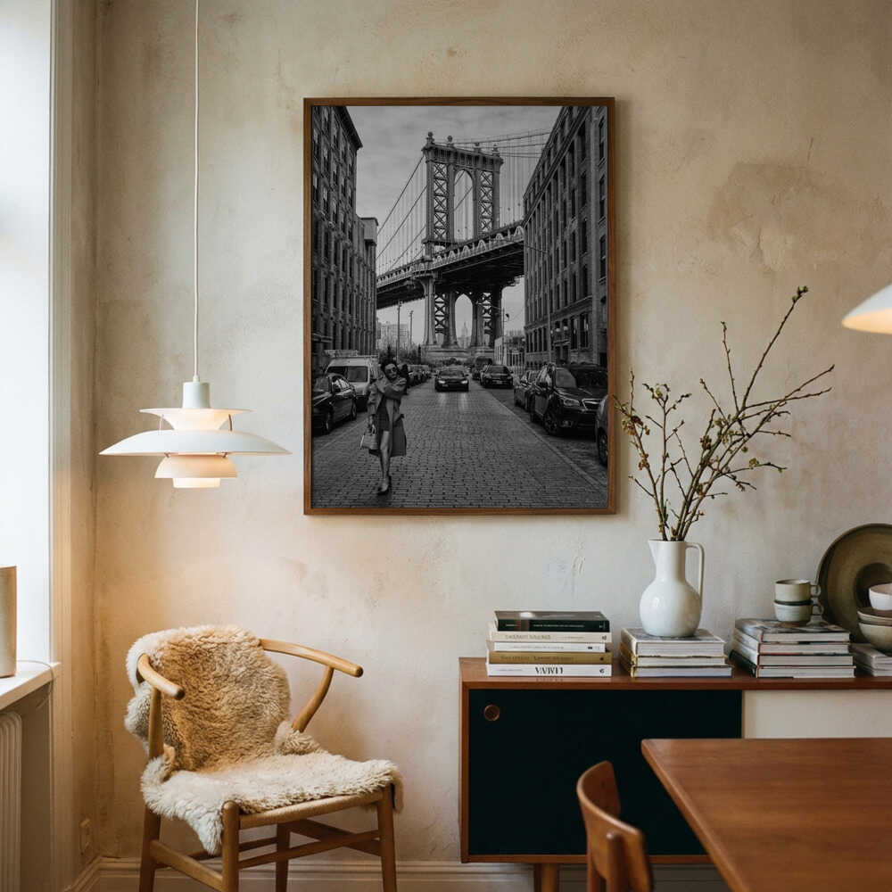 Manhattan Bridge Urban Style Art Print UK — Portrait Dark Wall Art — Living Room — Wall It All Prints