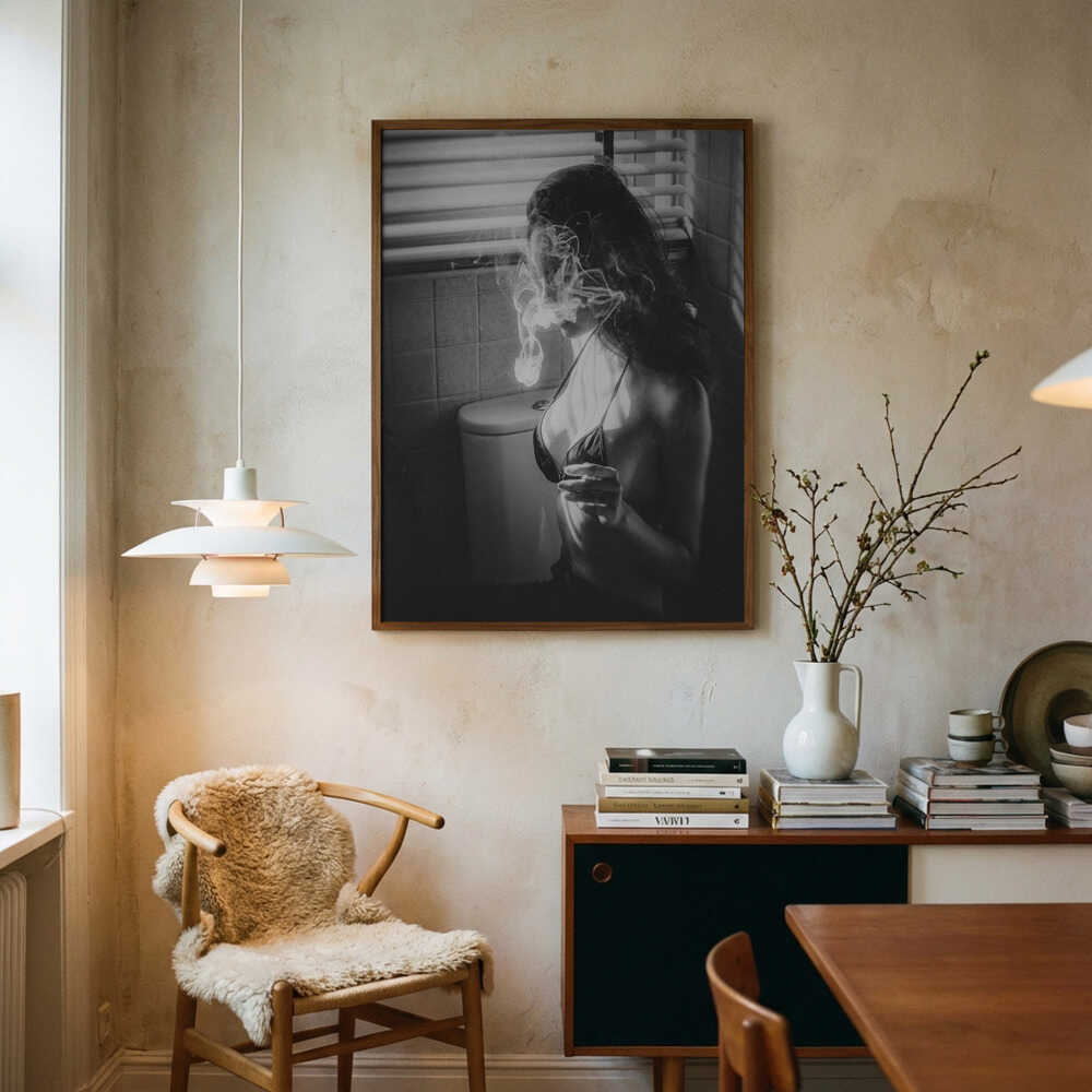Smoke And Shadow Woman Art Print UK — Dark Moody Dark Wall Art — Bathroom — Wall It All Prints