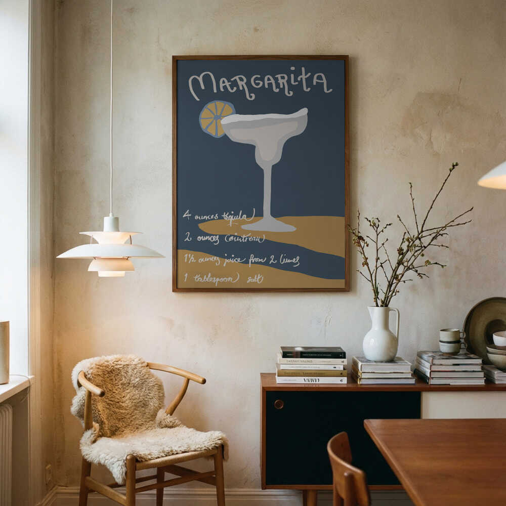 Margarita Cocktail Recipe Art Print UK — Abstract Dark Wall Art — Kitchen — Wall It All Prints