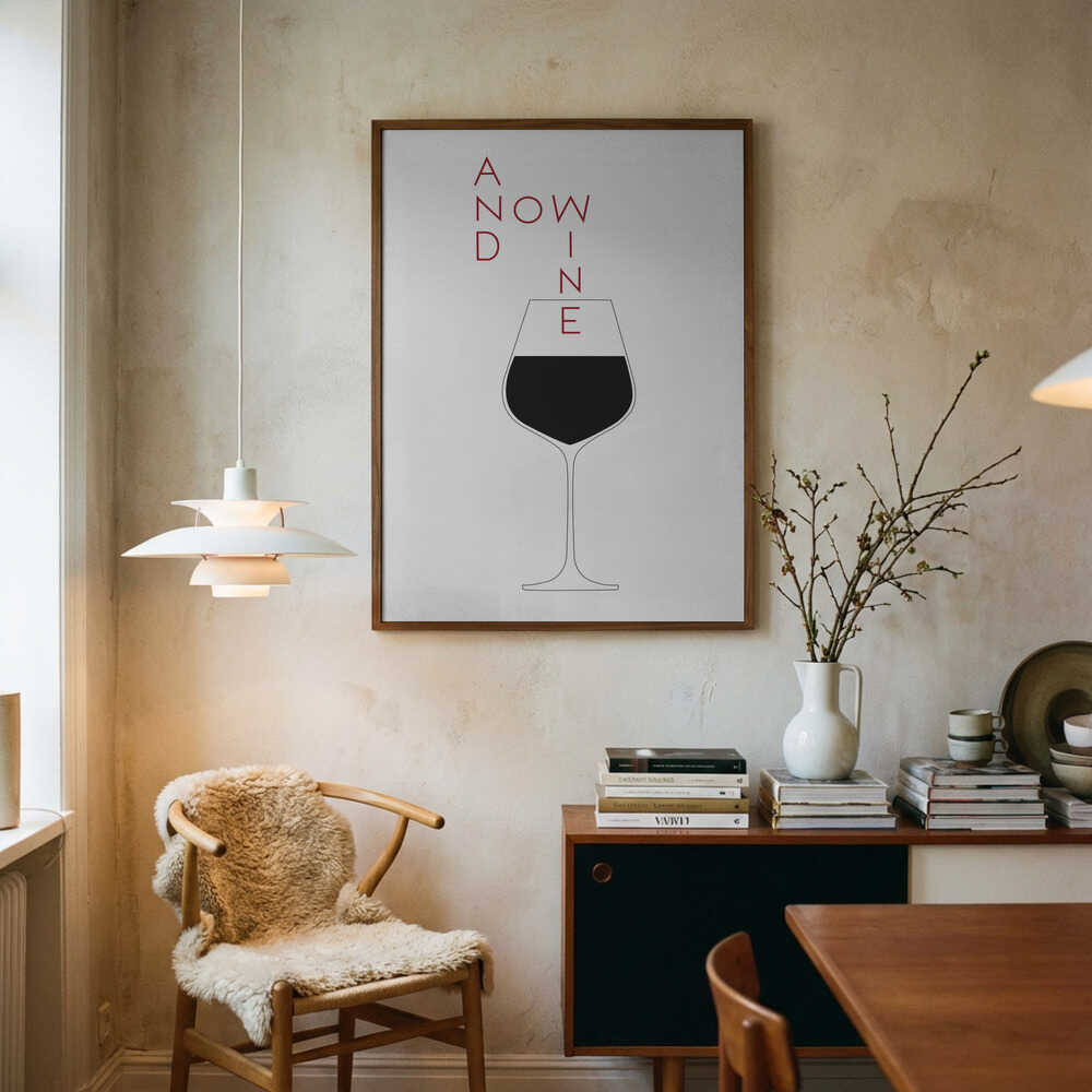 Minimal And Now Wine Art Print UK — Abstract Minimal Wall Art — Kitchen — Wall It All Prints