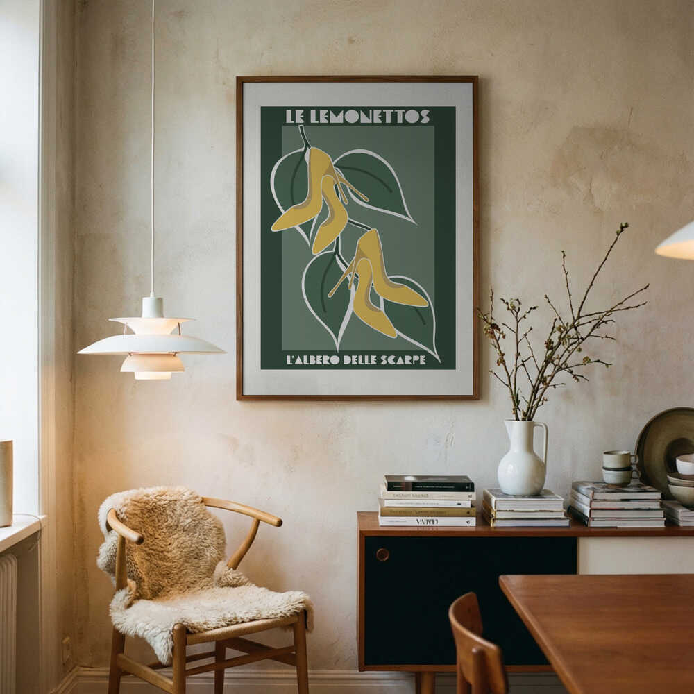 Art Deco Shoe Tree Art Print UK — Botanical Vibrant Wall Art — Kitchen — Wall It All Prints