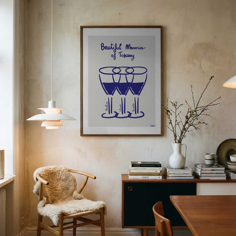 Tuscan Wine Memories Art Print UK — Abstract Minimal Wall Art — Kitchen — Wall It All Prints
