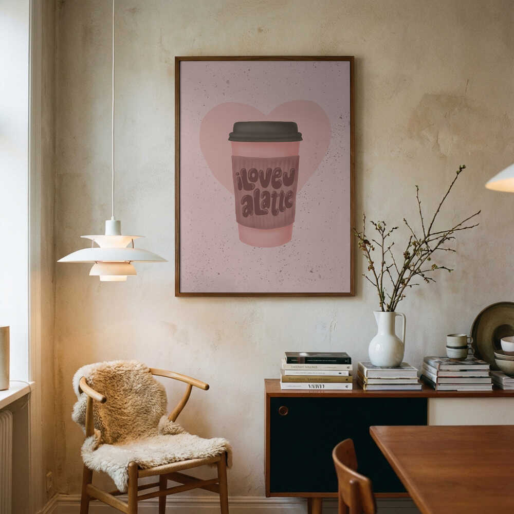 Pink Latte Love Art Print UK — Abstract Calm Wall Art — Kitchen — Wall It All Prints
