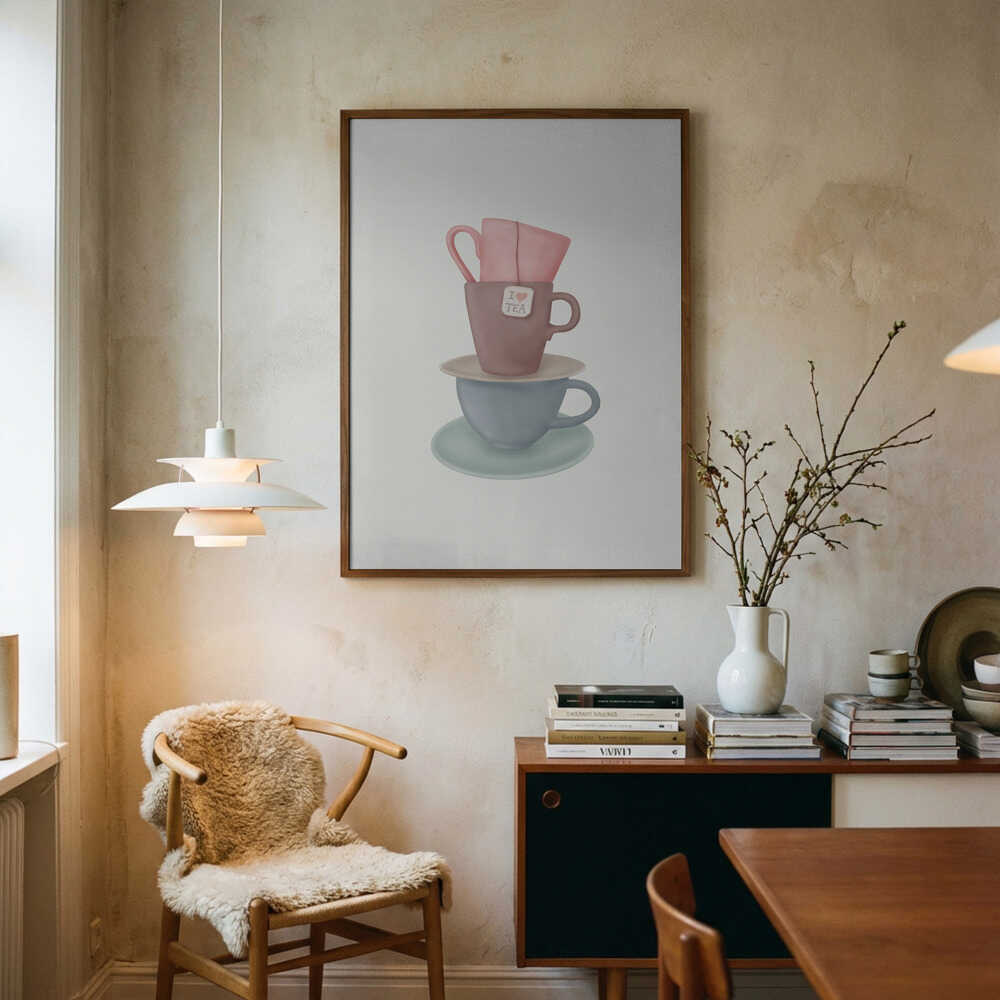 Stacked Tea Cups Art Print UK — Abstract Vibrant Wall Art — Kitchen — Wall It All Prints