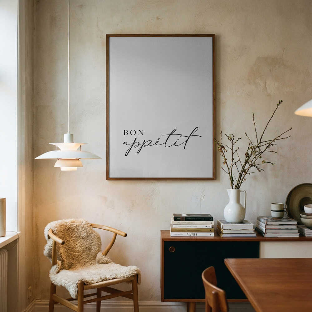 Bon Appetit Dining Quote Art Print UK — Abstract Vibrant Wall Art — Kitchen — Wall It All Prints