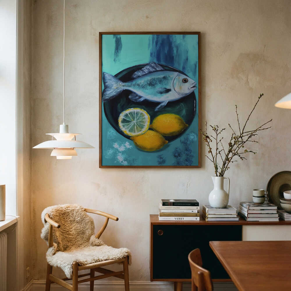 Ocean's Citrus Feast Art Print UK — Japanese Vibrant Wall Art — Kitchen — Wall It All Prints