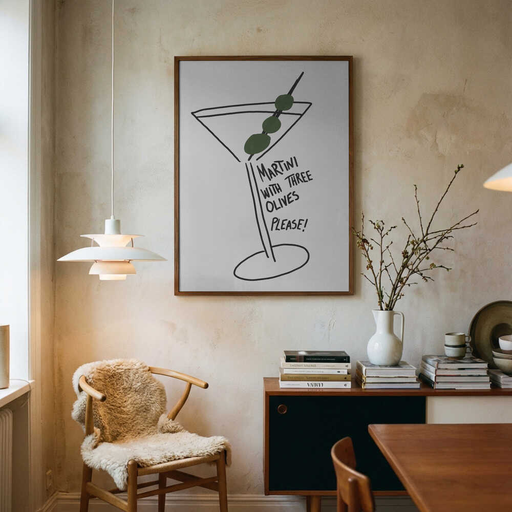 Olive Trio Martini Art Print UK — Abstract Vibrant Wall Art — Kitchen — Wall It All Prints