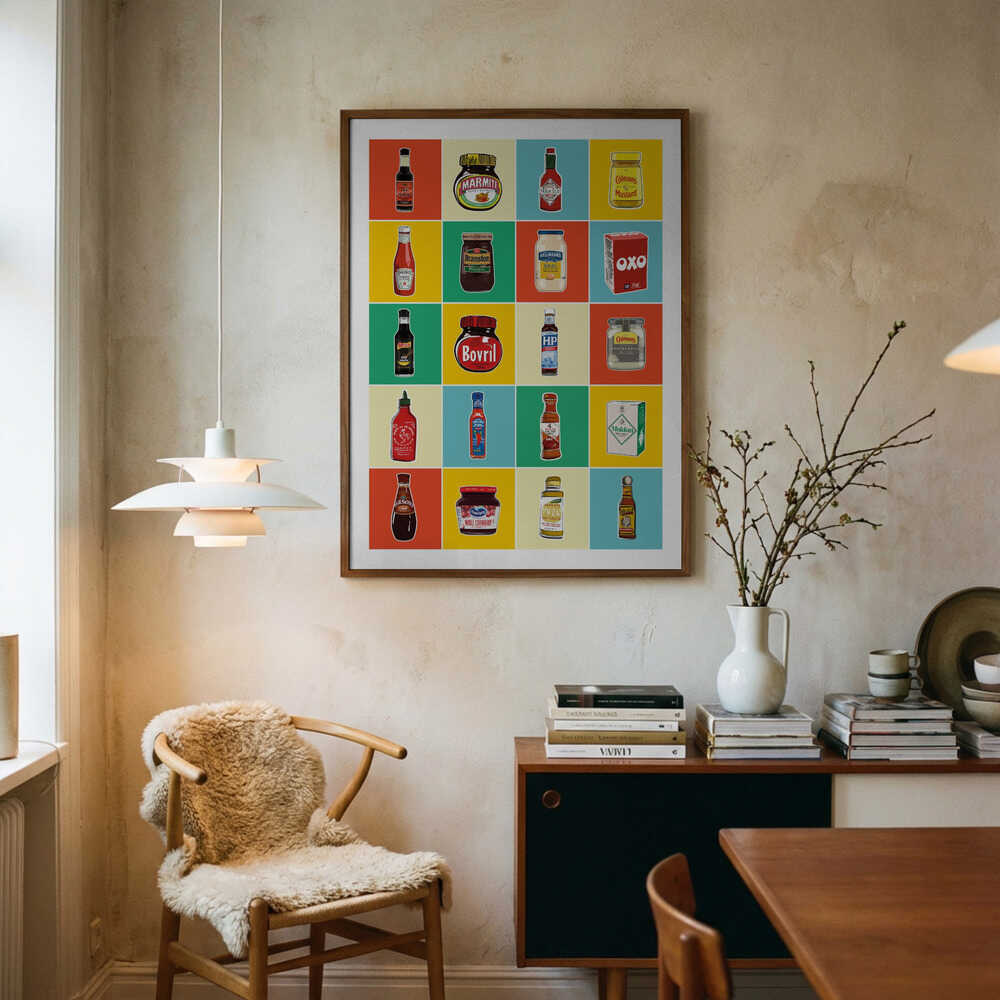 Classic Condiment Collection Art Print UK — Food Vibrant Wall Art — Kitchen — Wall It All Prints