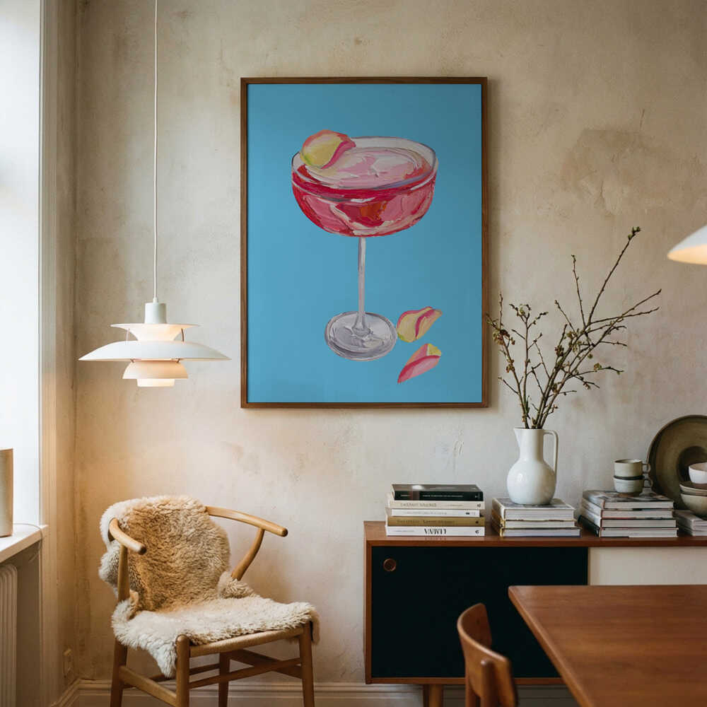 Vibrant Pink Cocktail Art Print UK — Food Vibrant Wall Art — Kitchen — Wall It All Prints