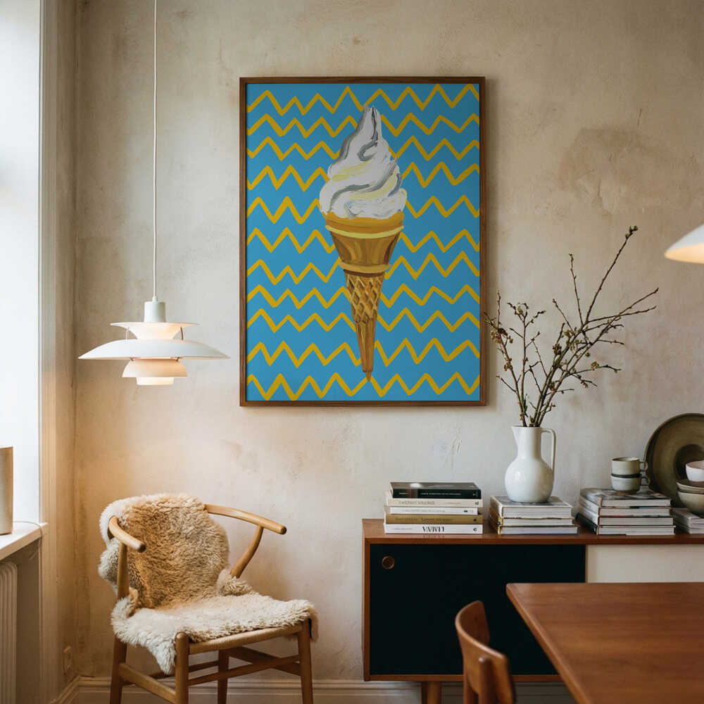 Vibrant Ice Cream Cone Art Print UK — Abstract Vibrant Wall Art — Kitchen — Wall It All Prints